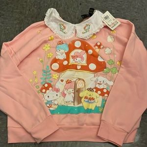 HELLO KITTY AND FRIENDS Sanrio Crewneck, bought at BOXLUNCH, size Large, pink.